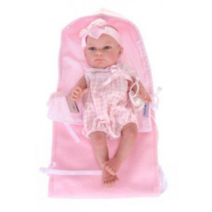 Hiszpańska lalka bobas dziewczynka jenny w śpiworku 39cm