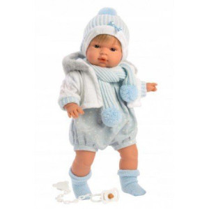 Hiszpańska lalka chłopiec sasha 38cm niebieski - płaczący