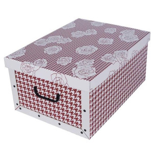 Pudełko kartonowe 51x37x24 MAXI PEPITKA - BRĄZ W RÓŻE