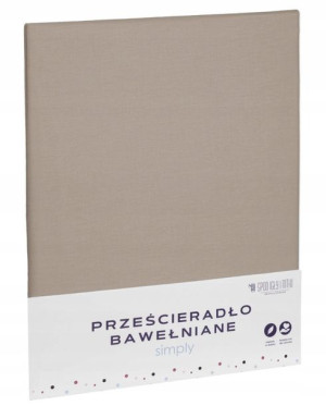 Beżowe Prześcieradło Bawełniane Bez Gumki 200x220