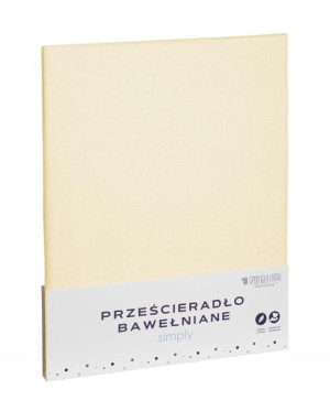 Kremowe Prześcieradło Bawełniane Bez Gumki 200x220