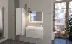 Meble Łazienkowe Zestaw Umywalka 60 Biały Shine