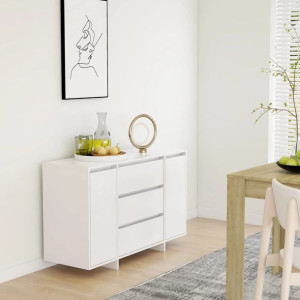 Lumarko Komoda z 3 szufladami, biała, 120x41x75 cm, płyta wiórowa