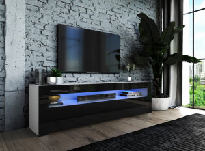 Hube Szafka Rtv Stojaca Czarny Front Połysk 155 Cm Led