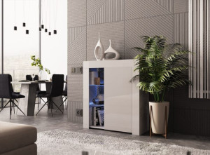 Hube Komoda Stojaca Biały Połysk 85 Cm Led