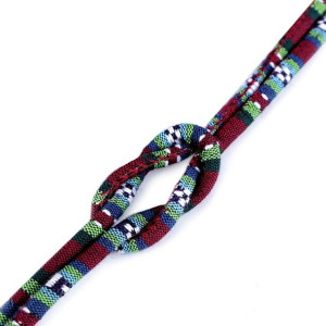 Sznurek Okrągły Wzór Etniczny 6 Mm - Bordowo-zielony