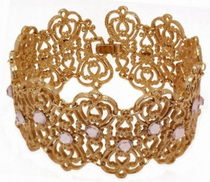 Złota Bransoletka Koronka SWAROVSKI PREZENT GRAWER