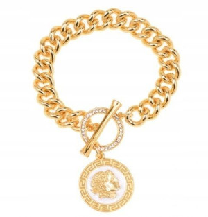 Złota Bogata Bransoletka Moneta SWAROVSKI + GRAWER