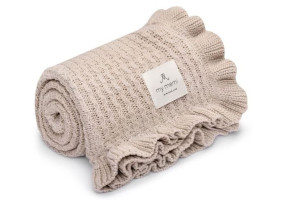 Kocyk bambusowy z falbanką light beige 85x105 my memi