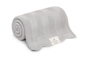 Bambusowy kocyk light grey 80x100 - jodełka my memi