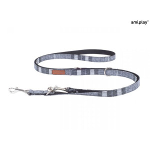 Amiplay Smycz Regulowana 6 w 1 London Szara 100 - 200 cm  Rozmiar M