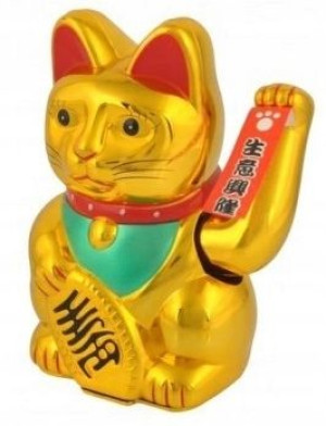 Japoński Kot Szczęścia Bogactwa Maneki Neko Złoty