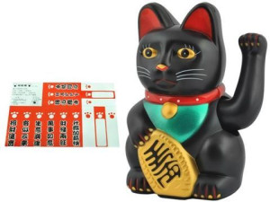 Japoński Kot Szczęścia Bogactwa Maneki Neko Czarny
