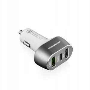 Ładowarka Samochodowa 2x Usb + Typ-c Fast Charge