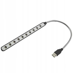 Lampka Led Do Laptopa Usb Czarna 10 Led Dł. 26cm
