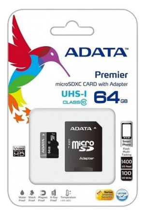 Karta Pamięci MicroSD + adapter 10 CL 64GB Adata