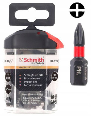 Bity Końcówka Udarowa Ph2 20szt Zestaw Bit Schmith