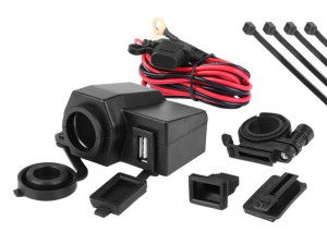 Gniazdo zapalniczki montażowe do motocykla 12V + gniazdo USB 2A