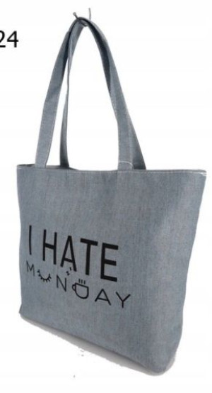 TORBA bawełniana szara z napisem I HATE MONDAY