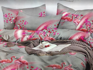 Komplet pościeli 220x200 4-cz różowe flamingi
