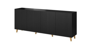 PAFOS komoda 200 cm czarna matowa frezowana MDF