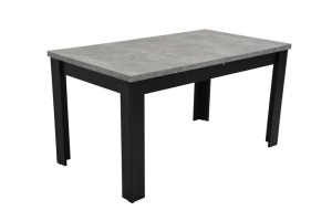 Rozkładany stół C-11 czarny, blat beton 80x140x180