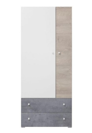 Szafa Dwudrzwiowa Młodzieżowa S3 Biała Dąb 80cm