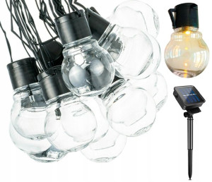 Girlanda Lampki Ogrodowe Solarne Duże Żarówki Led