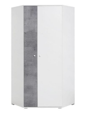 Duża Szafa Narożna Młodzież S2 Biała Beton 90cm