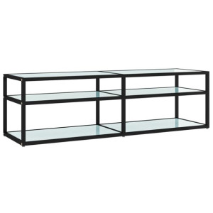 Szafka pod TV, biały marmur, 140x40x40,5 cm, szkło hartowane