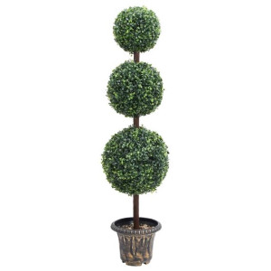 Sztuczny bukszpan w formie kul, w doniczce, zielony, 118 cm