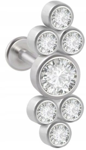 LABRET Śliczny Kolczyk z Cyrkoniami SS316L 1,2/8