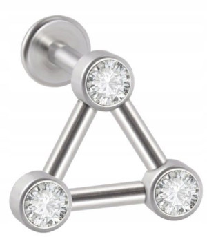 LABRET Śliczny Kolczyk z Cyrkoniami SS316L 1,2/8
