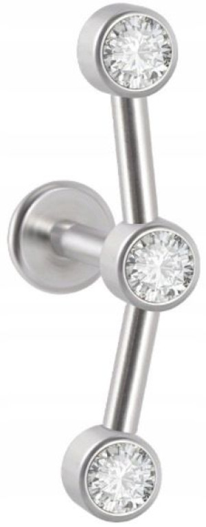 LABRET Śliczny Kolczyk z Cyrkoniami SS316L 1,2/6