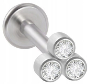 LABRET Kolczyk z Cyrkoniami SS316L 1,2/8