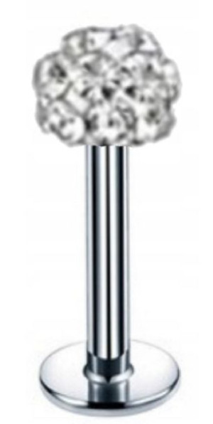 Labret Kuleczka Cyrkonie Kryształki SS316L 1,2/8/3