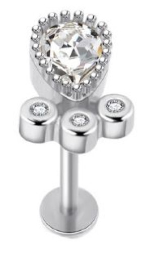 Labret Kolczyk do Ucha Kryształek SS316L 1,2/8