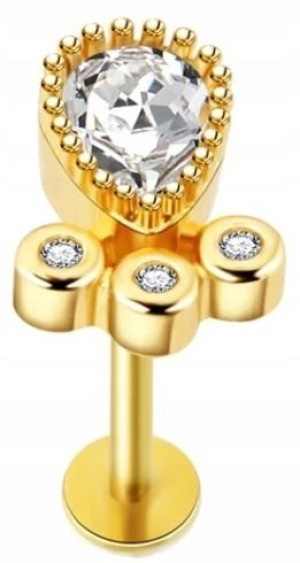 Labret Kolczyk do Ucha Kryształek SS316L 1,2/6