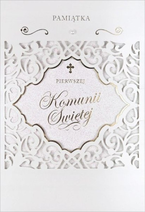 Kartka I Komunia Święta Błyszcząca 13,5x19,5
