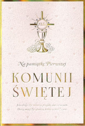 Kartka I Komunia Święta Złota Cyrkonia 13x19