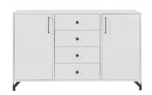 Komoda Szeroka Bergen Biały Połysk 140cm