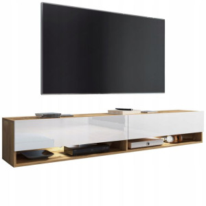 Elegancka, nowoczesna szafka RTV pod telewizor 180 cm - WOTAN/BIAŁY POŁYSK