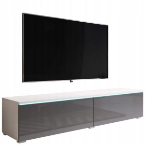 Szafka 140 cm pod telewizor do salonu - BIAŁY/SZARY POŁYSK
