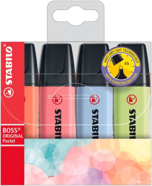 Zakreślacze Stabilo Boss Original Pastel etui/ 4szt. nowe kolory