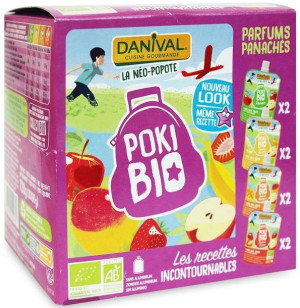 Poki - Przecier Owocowy Mix 100% Owoców Bez Dodatku Cukrów Bio 8x90 G - Dan