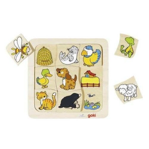 Drewniane puzzle Gdzie mieszkają zwierzątka? GOKI-56881