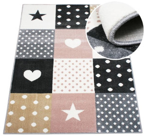 Dywan patchwork gwiazdki różowy