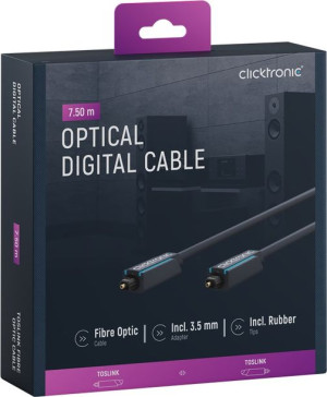 CLICKTRONIC Kabel optyczny Toslink + ad. Jack 7,5m