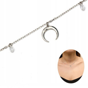 Srebrny CHOKER z cyrkoniami KSIĘŻYC srebro 925