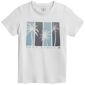 T-shirt chłopięcy 4F  HJL22 -TSM015 biały